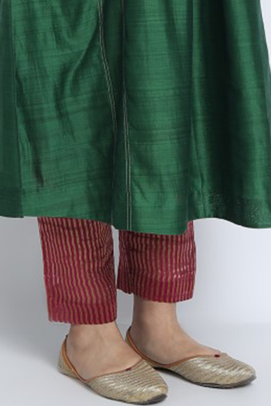 WINE COTTON WITH GOLD STRIPE CHANDERI RUKMANI PANTS