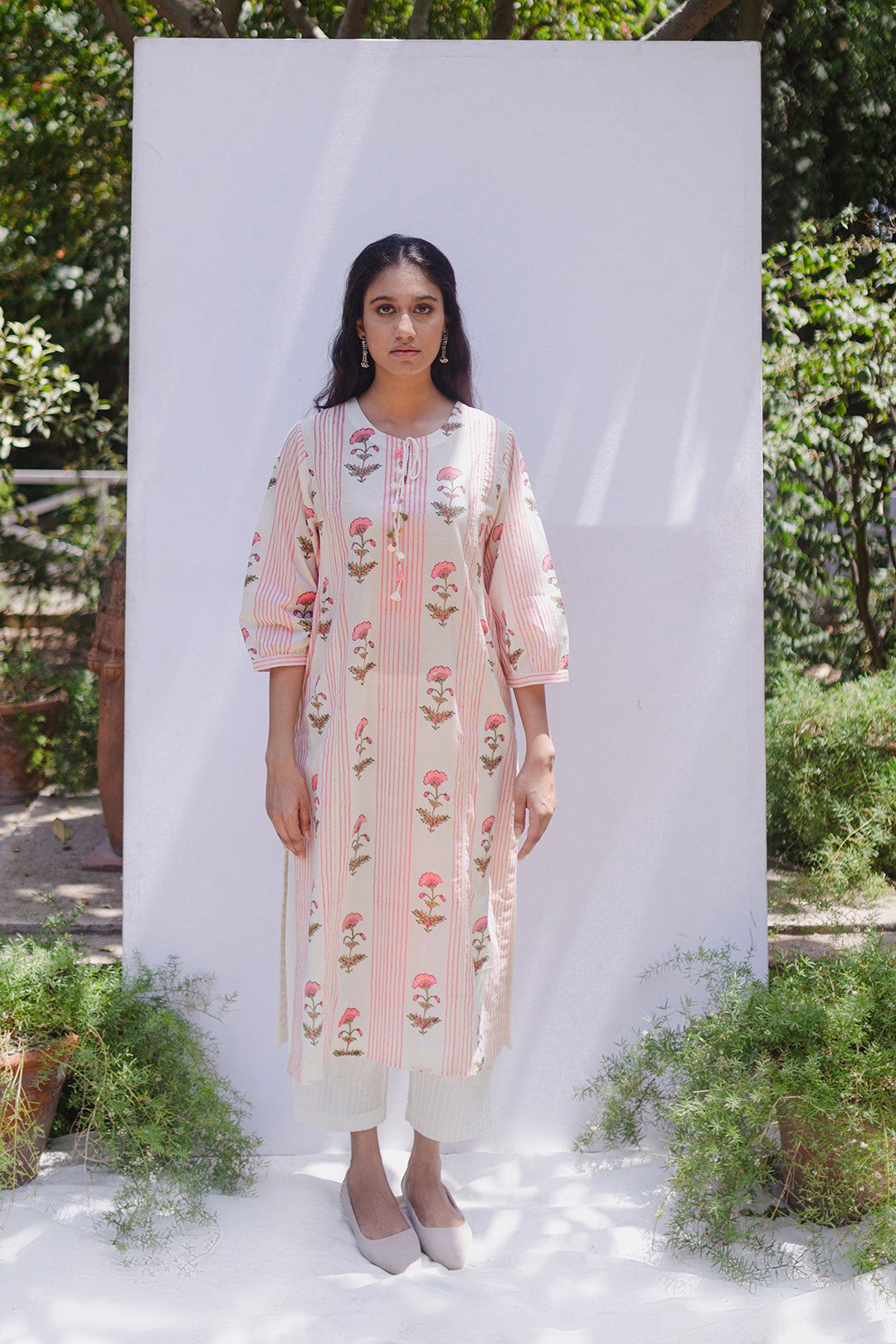 Buy Jaipur Kurti Cream Regular Fit Cotton Pleated Pants for Women Online @  Tata CLiQ
