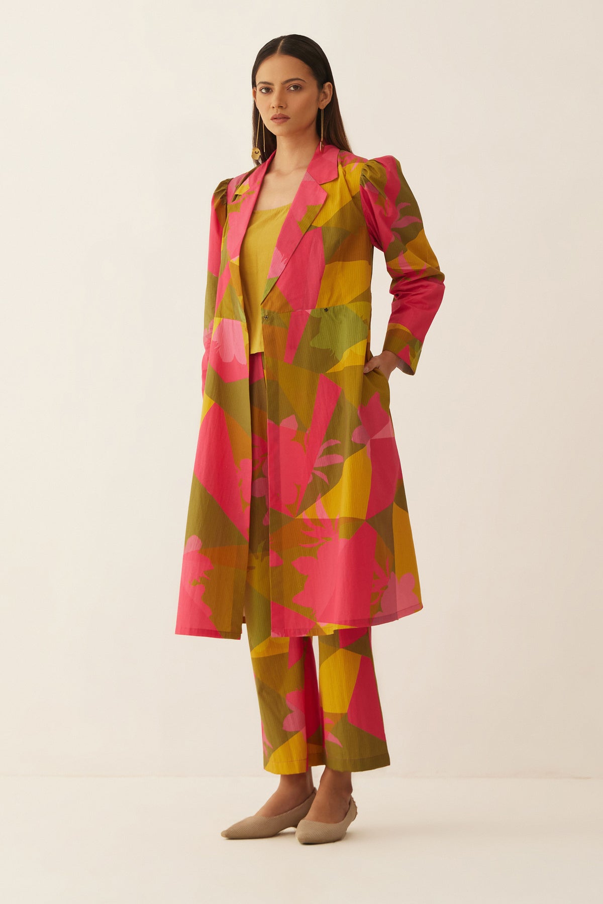 MULTICOLOUR GRID LONG JACKET COORD SET