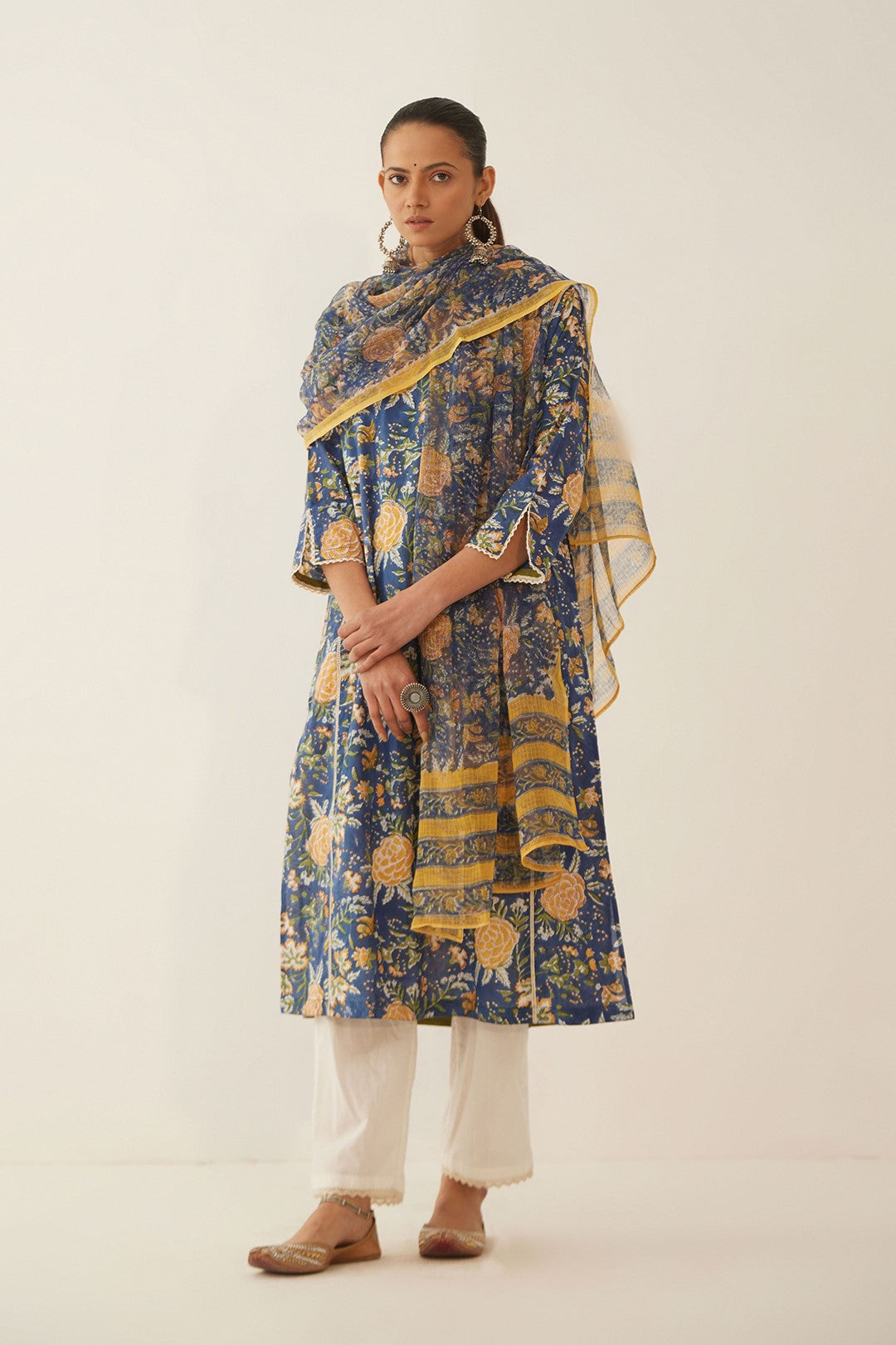 BLUE CHINTZ FLORAL KURTA SET