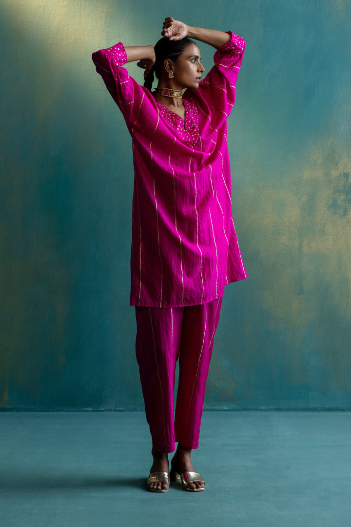 DIL-KASH PINK SILK TARA CAPE FULL SET