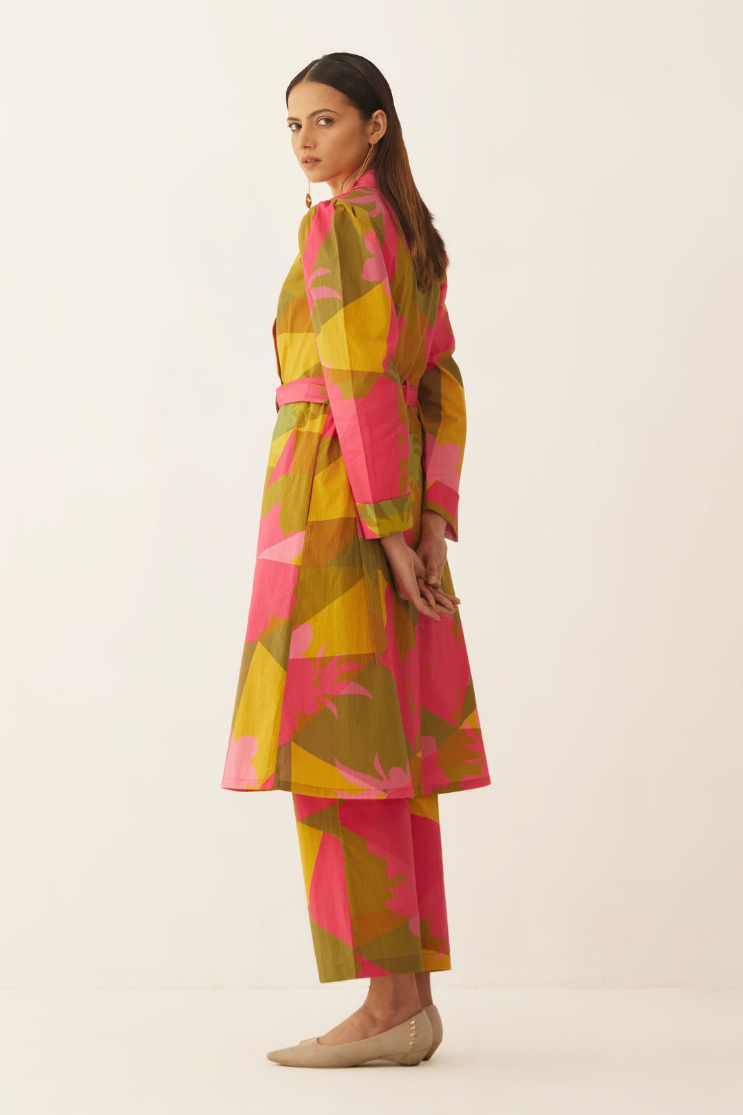 MULTICOLOUR GRID LONG JACKET COORD SET
