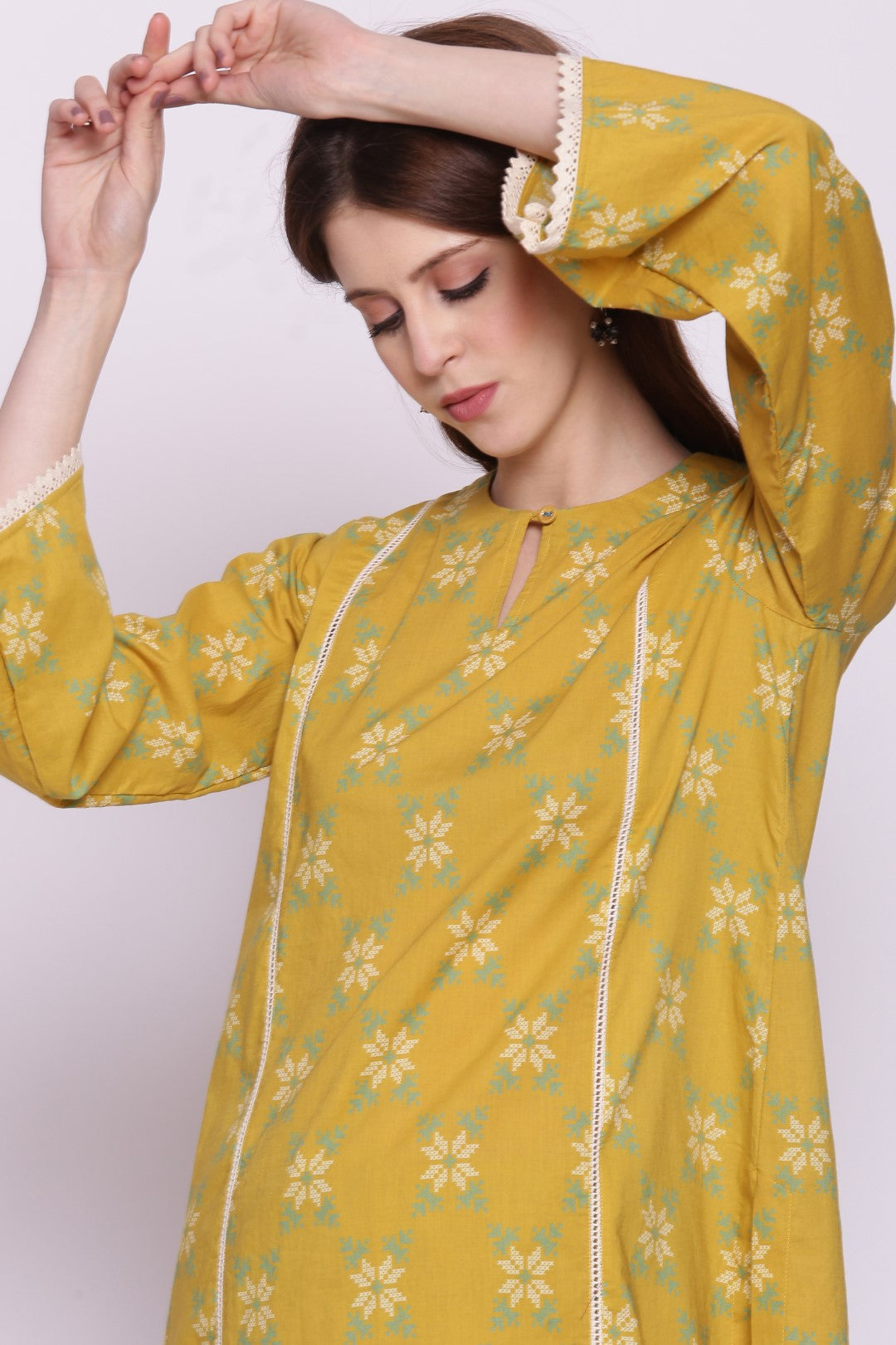 YELLOW SNOWFLAKE KALI KURTA