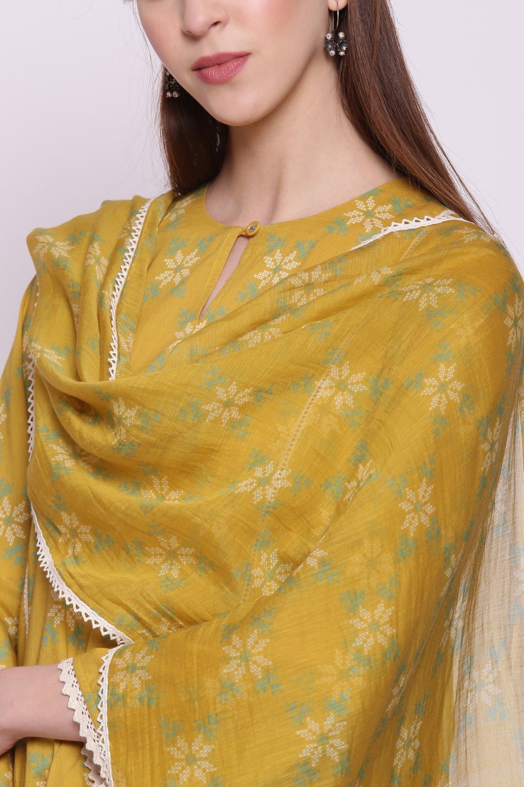 YELLOW SNOWFLAKE KALI KURTA