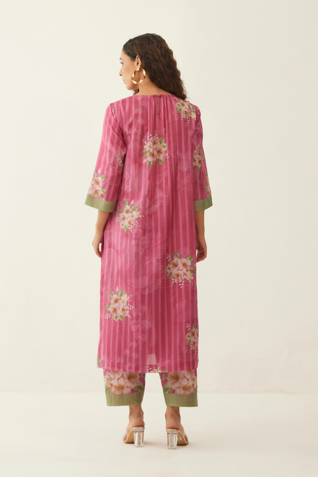 PINK FLORAL STRIPE CO-ORD SET