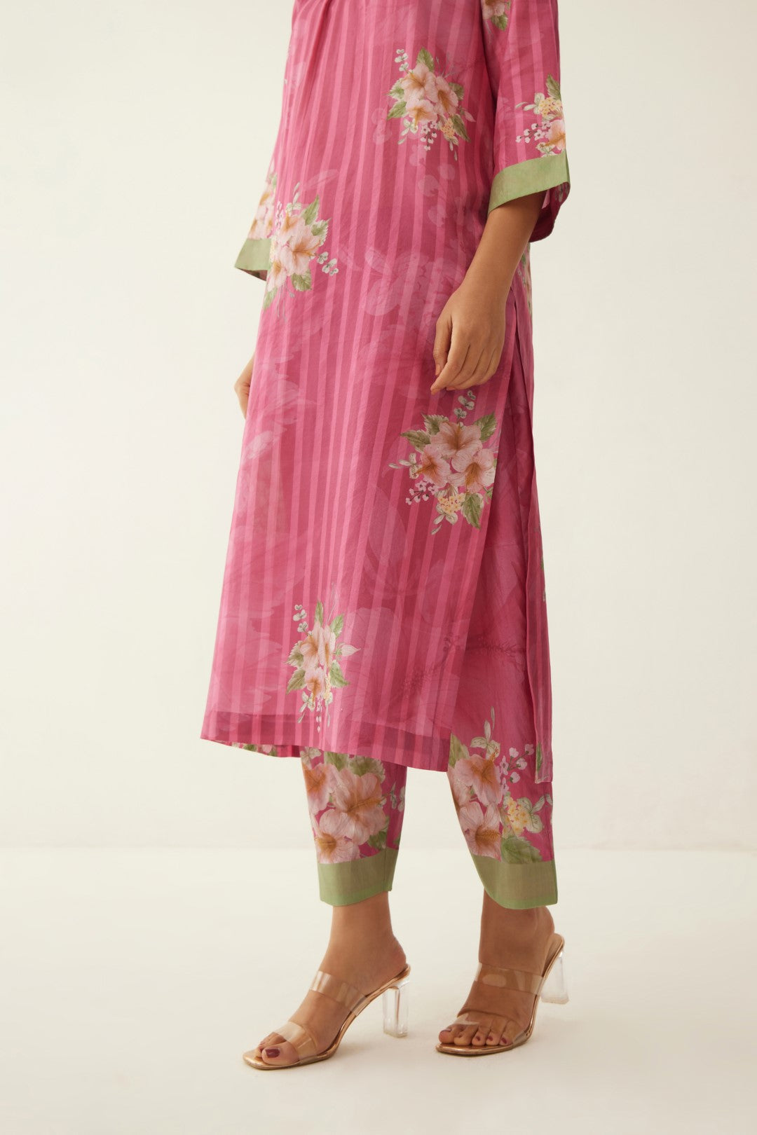PINK FLORAL STRIPE CO-ORD SET
