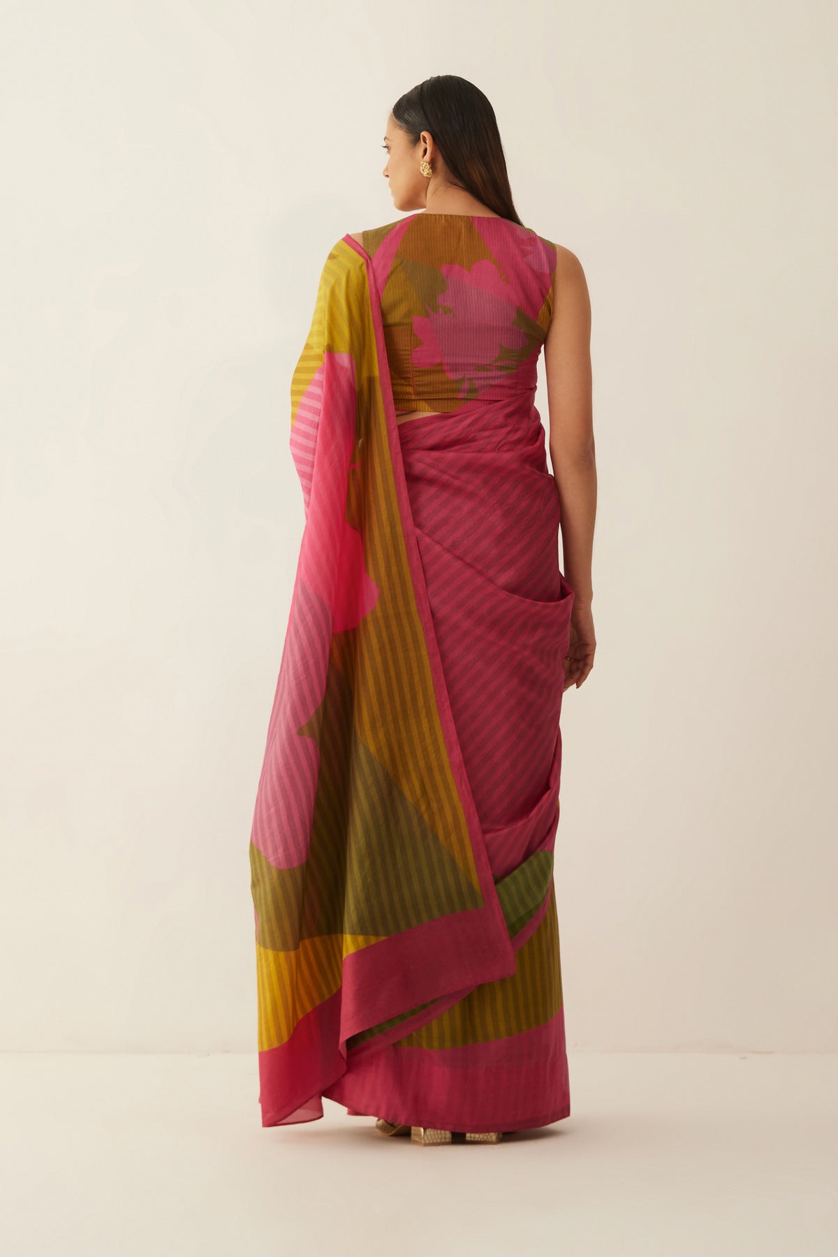 MULTI COLOUR GRID SILK SAREE WITH BLOUSE