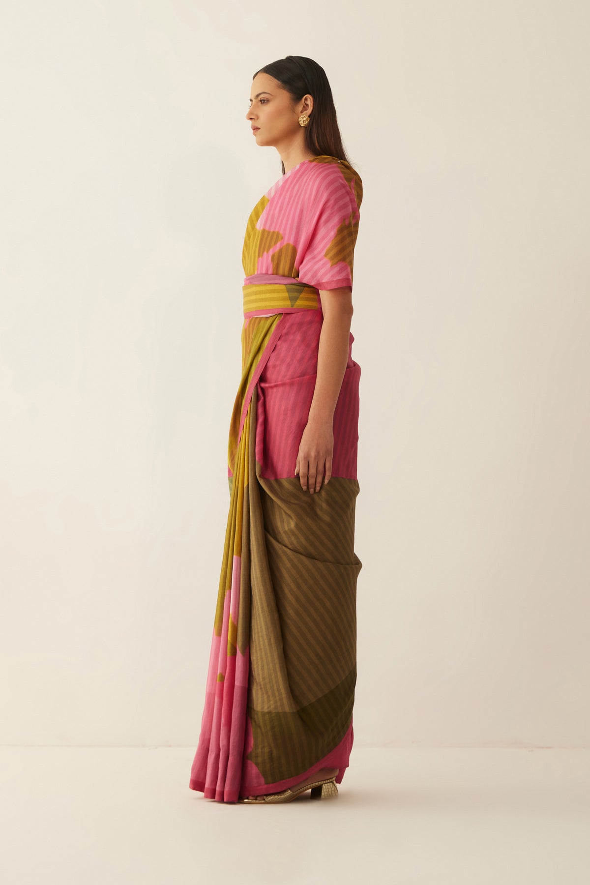 MULTI COLOUR GRID SILK SAREE WITH BLOUSE