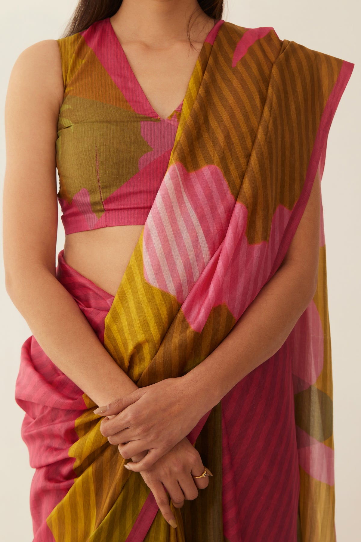 MULTI COLOUR GRID SILK SAREE WITH BLOUSE