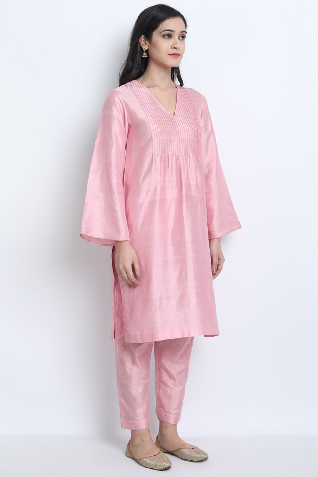 BABY PINK SILK NUR STRAIGHT PANTS