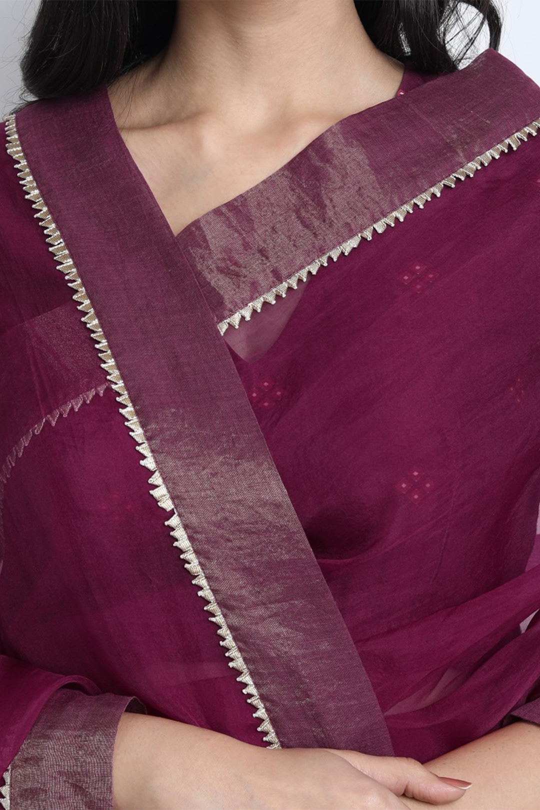 WINE COLOUR CHANDERI BANDHANI BLOUSE