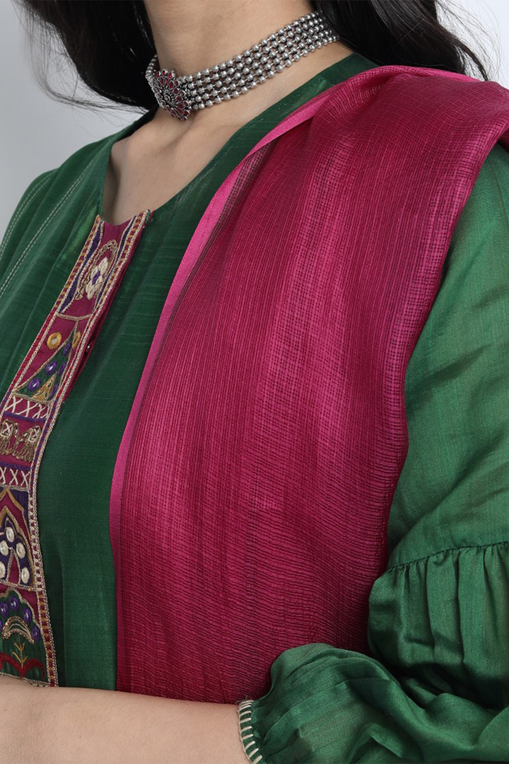 HOT PINK KOTA SILK RUKMANI DUPATTA